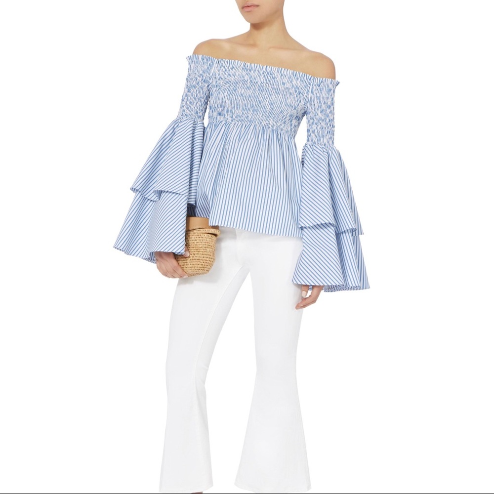 Caroline Constas Striped off the shoulder top